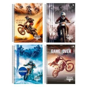Caderno de 10 Matérias Capa Dura 160 Folhas MOTOS SAO DOMINGOS – Caixa com 4 Unidades